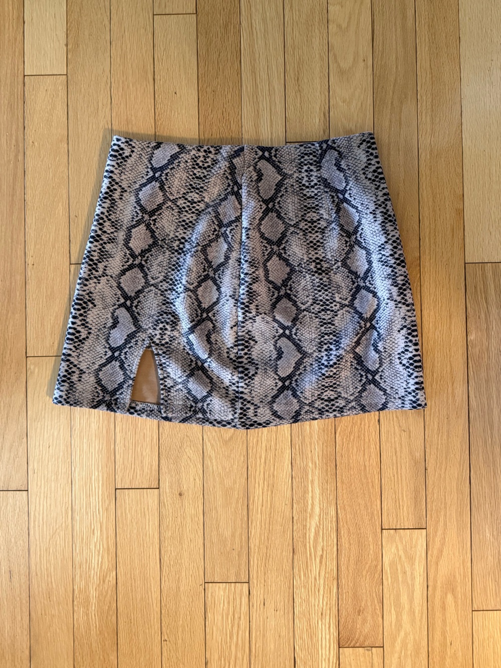 Snake-Print Mini Skirt in Black and Gray